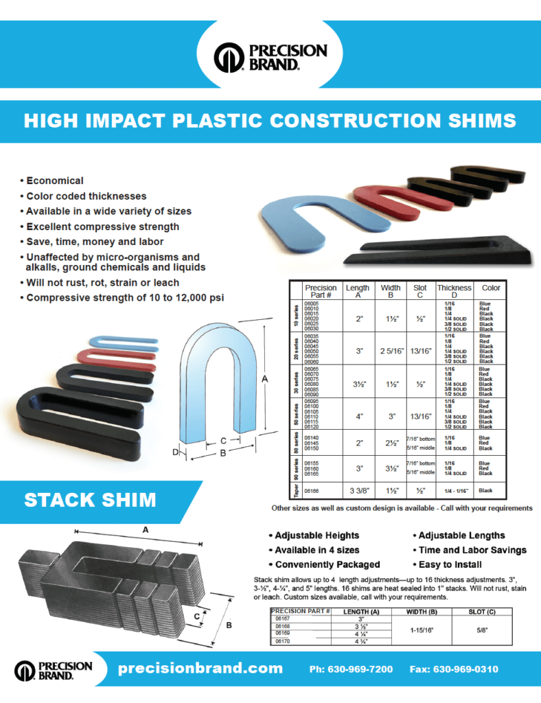 Adhesive Backed Shims - Precision Brand